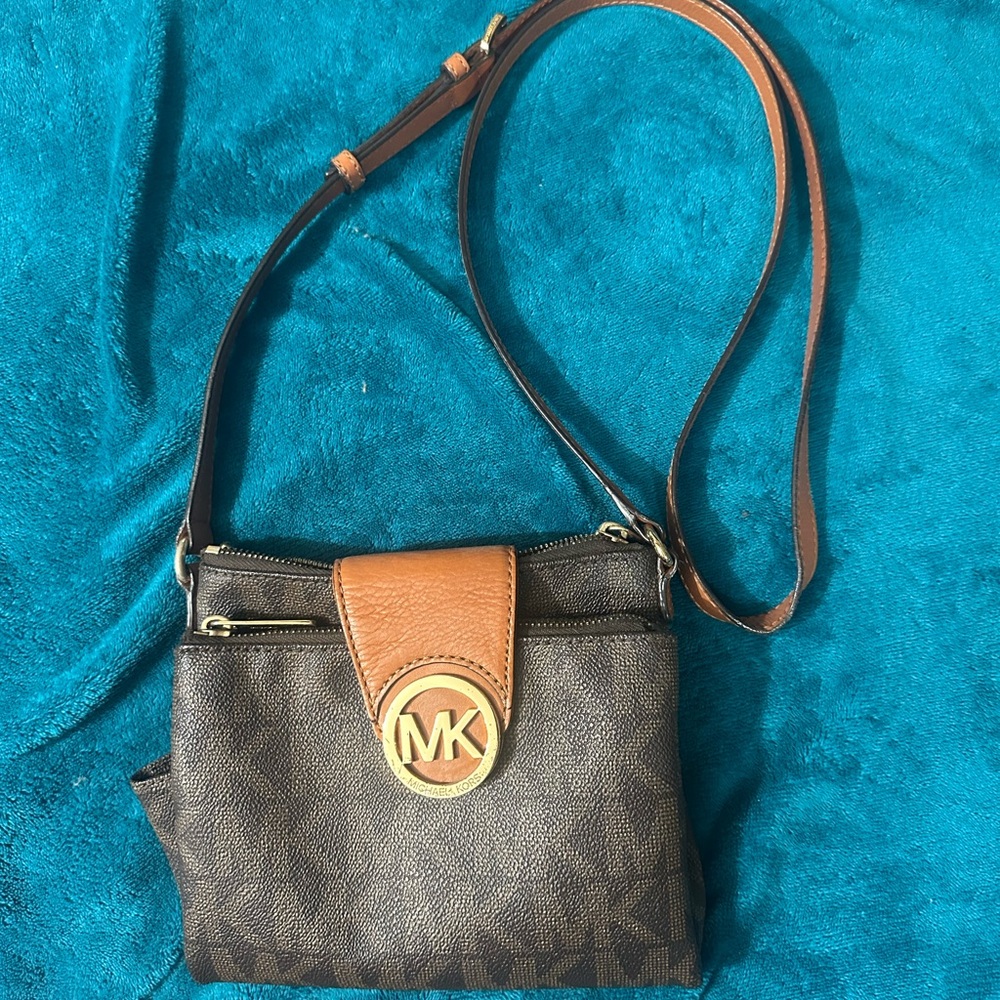 Michael Kors Brown Crossbody Bag with Gold Hardware